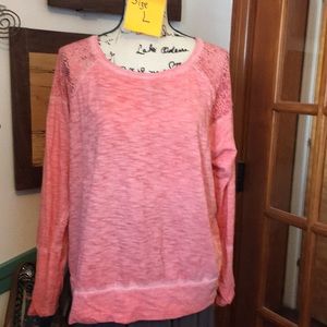 DKNY Lace Trim Burn Through Tee